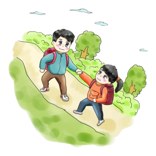 步行日亲子旅游卡通手绘q版可爱风5