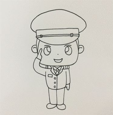军人叔叔的简笔画 - 简单简笔画