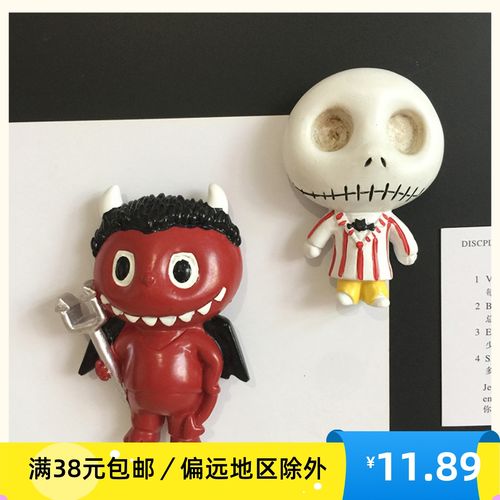 个性创意立体卡通可爱小恶魔骷髅冰箱贴磁吸留言板装饰家居装饰