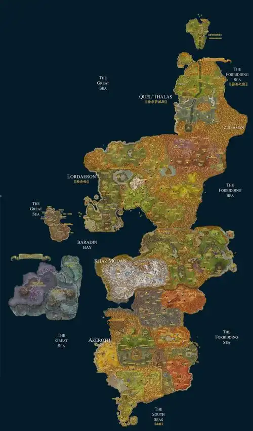 『魔兽世界观』(⒈)图解艾泽拉斯大陆