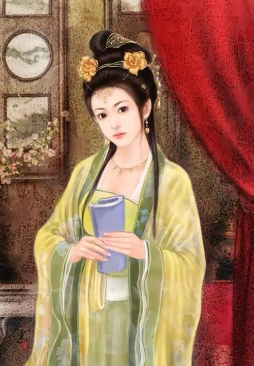 手绘插画古风古装美女