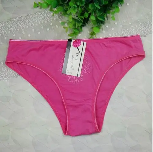 批发女士绣花棉内裤云梦妮女式内裤外贸整单女式比基尼款内裤