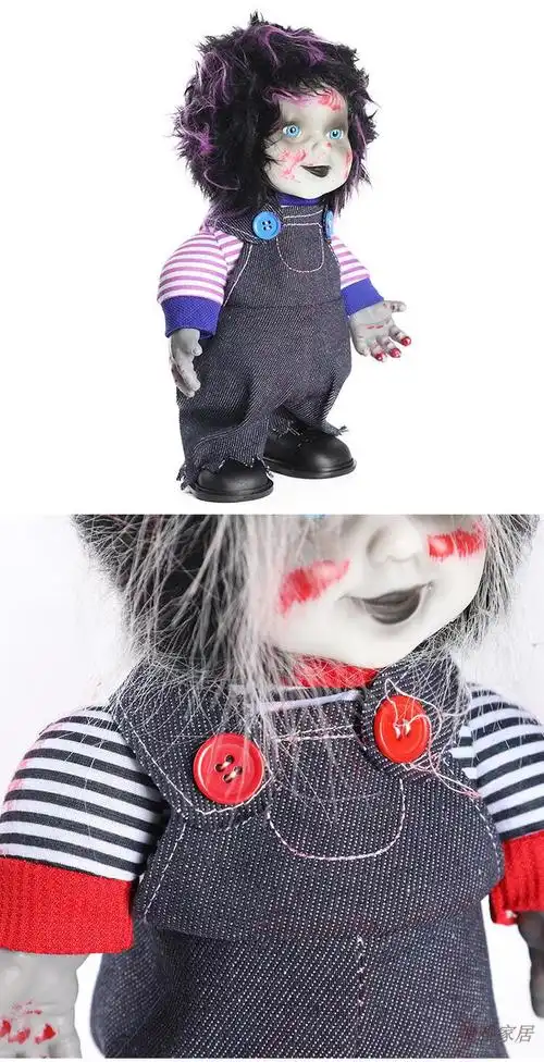 万圣节玩具诡异娃娃玩偶鬼屋道具桌面摆件电动叫声走路恐怖吓人鬼公仔