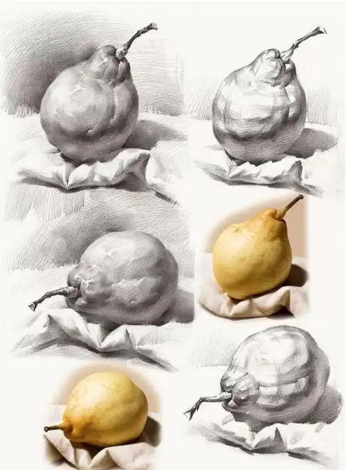 素描静物单个步骤图片素描静物简单入门水果