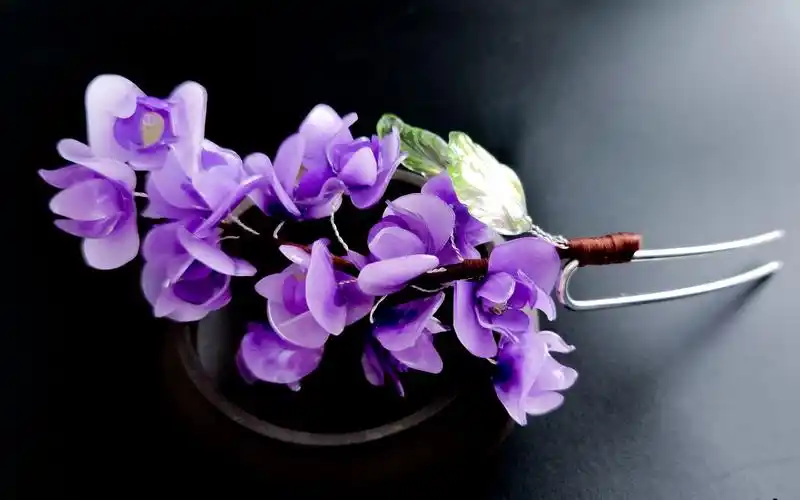 活动  古风汉服首饰制作 | 紫色优雅的蝴蝶兰 | 发簪 超美的古风发饰