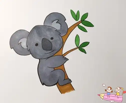 一只考拉在爬树的简笔画