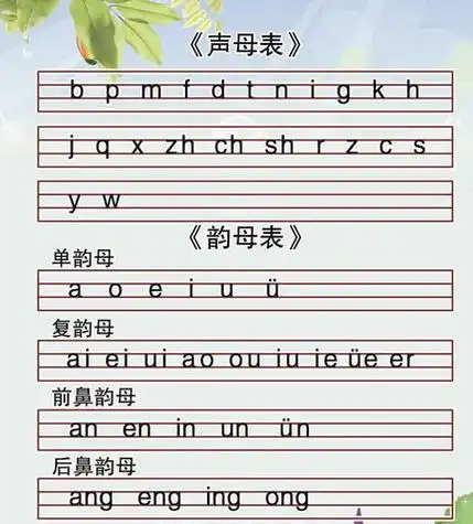 韵母是后鼻音的有哪些字母