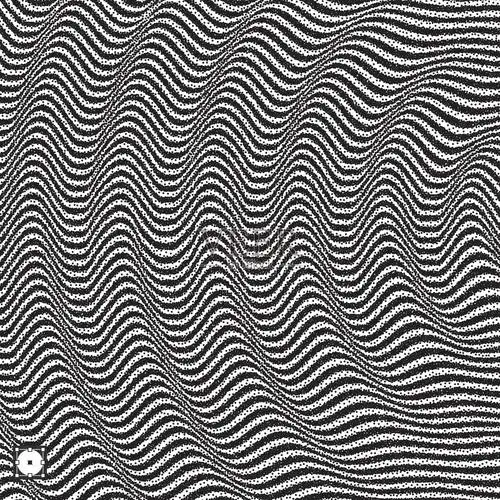 波浪的背景黑白颗粒点状设计点彩图案带有视错觉点画矢量插图