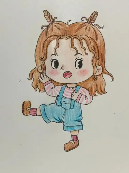 插画手绘q版人物儿插临摹