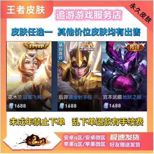 王者荣耀花木兰冠军飞将后羿黄金射手座宫本武藏地狱之眼永久皮肤