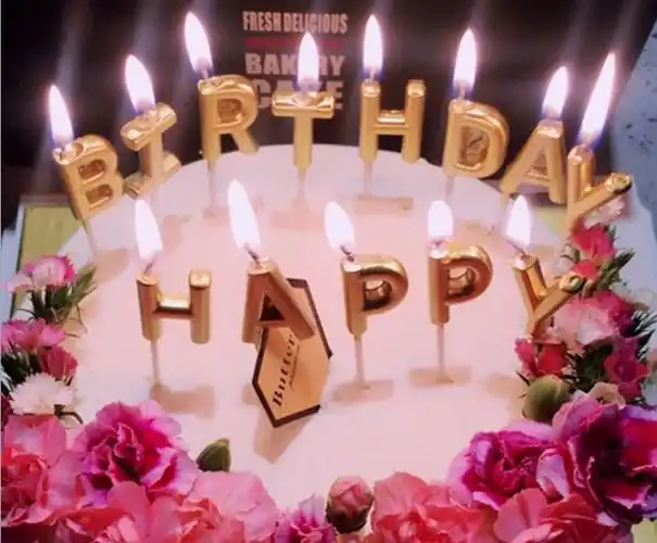 生日蛋糕蜡烛金色花生日蜡烛创意儿童爱心无烟浪漫布置英文字母抖