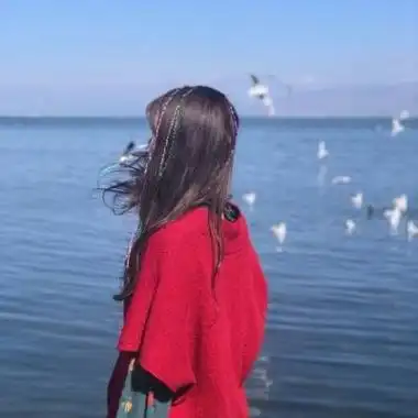 女生面向大海背影头像 高清好看的海边头像女背影