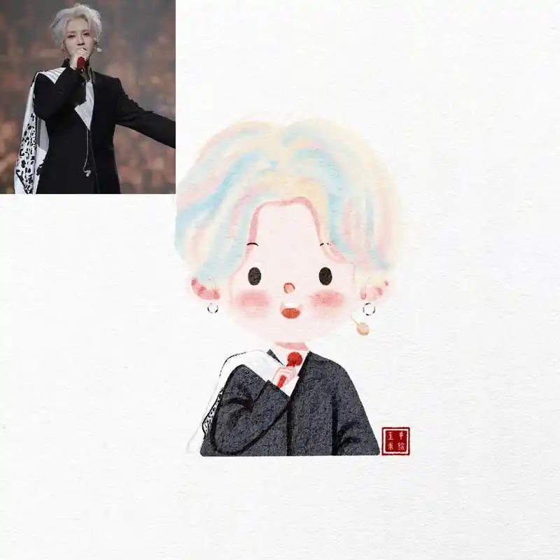 鹿晗q版头像.#鹿晗 #鹿晗彩色头发 #鹿晗三巡 #鹿晗演唱 - 抖音