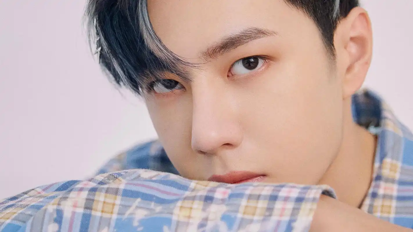 王一博蓝色格纹衬衫帅气图片壁纸