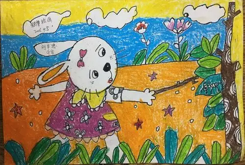 儿童综合画班侧面动态作品《可爱的兔子》