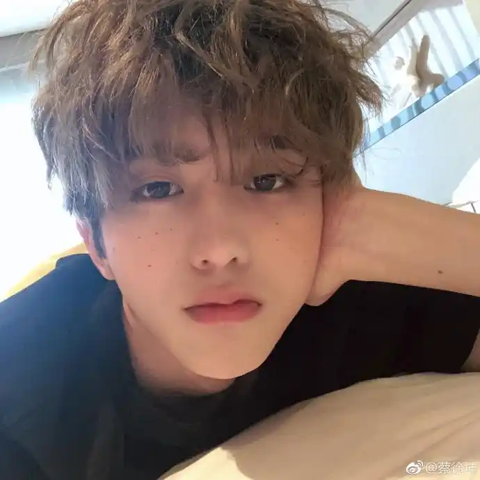 组图:蔡徐坤微博晒自拍称来交作业了 小卷毛搭雀斑妆时尚可爱