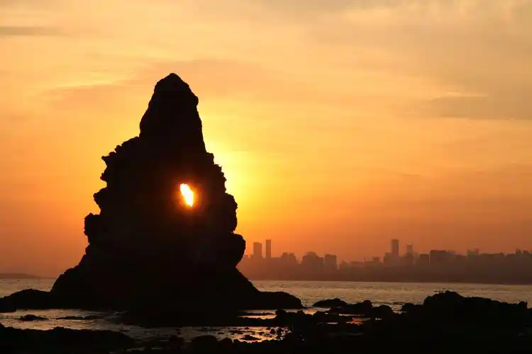 1.26青岛石老人日出和落日——缘来有你!