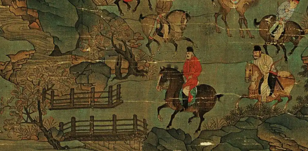 李昭道《明皇幸蜀图》,安禄山造反,杨贵妃殒命,唐玄宗"跑路"_画面