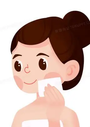 手绘卡通女孩护肤卸妆素材