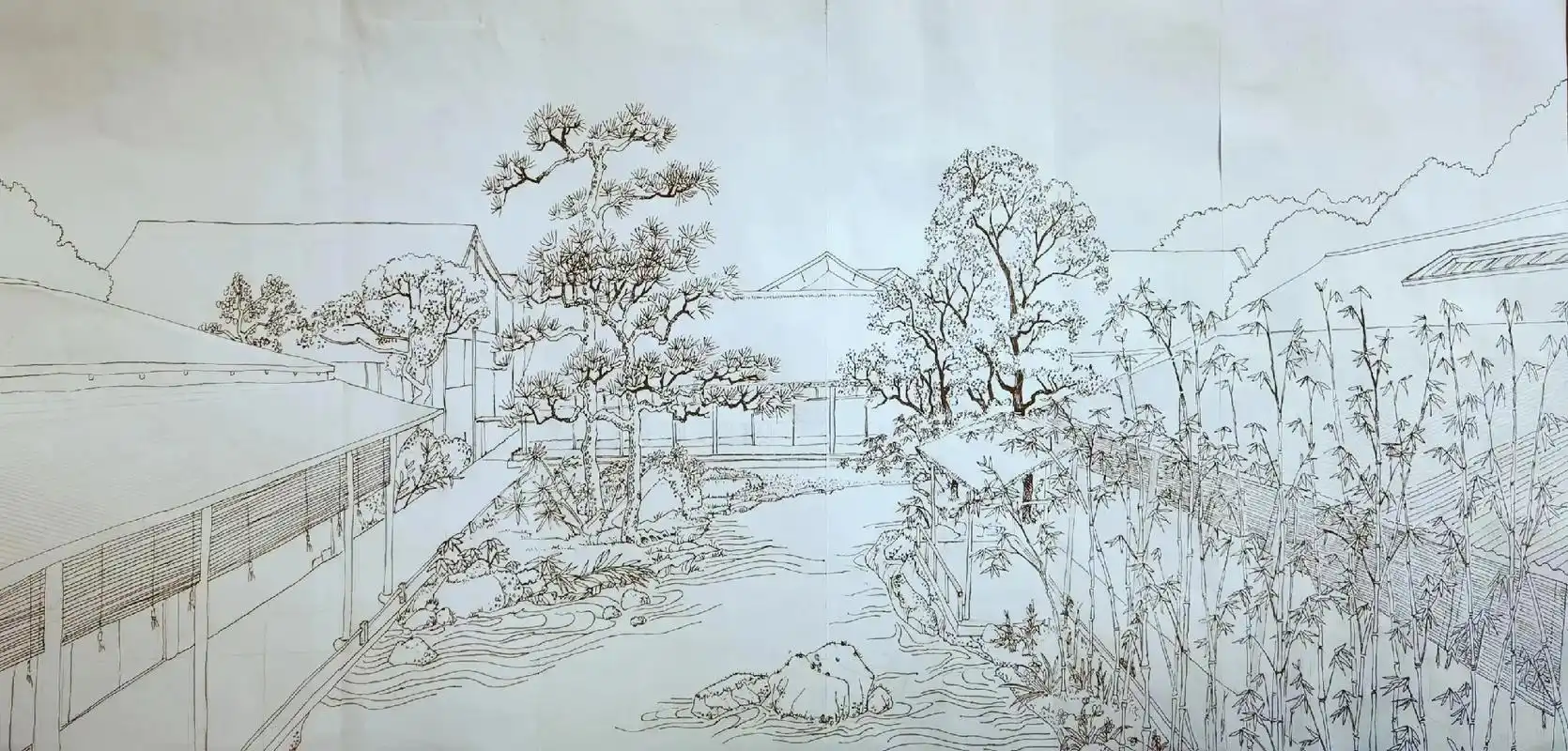 回想起 湘潭 园林是董事长口述我执笔画了几张线稿 然后落地出 - 抖音