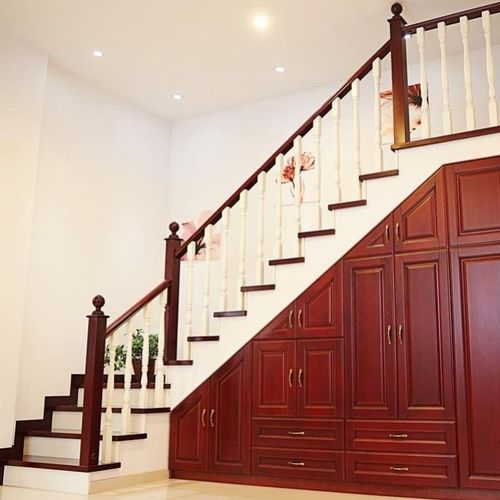 兴达楼梯厂家直销定制简约实木双梁整体楼梯扶手护栏家庭复古梯子