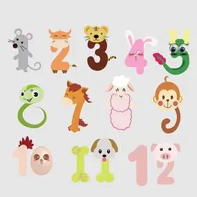 12生肖卡通数字设计