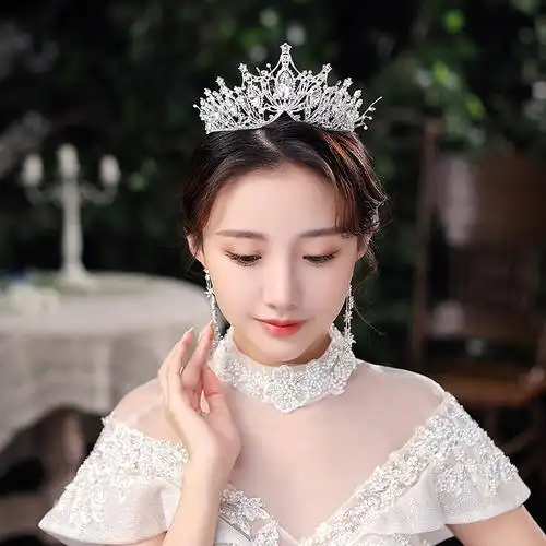 新款新娘皇冠发饰韩式礼服满钻婚纱头饰影楼摄影王冠发饰现货批发