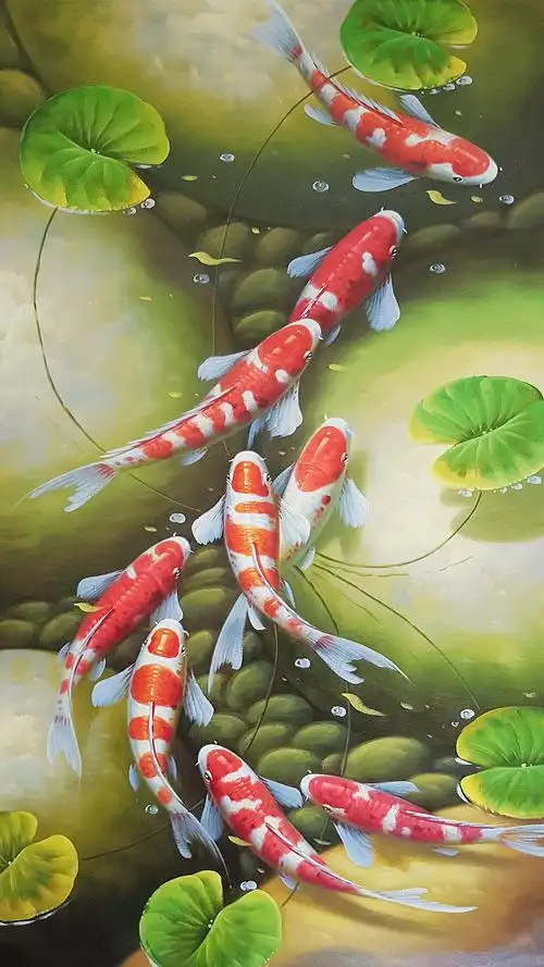 锦鲤祈福卡通手机壁纸图片