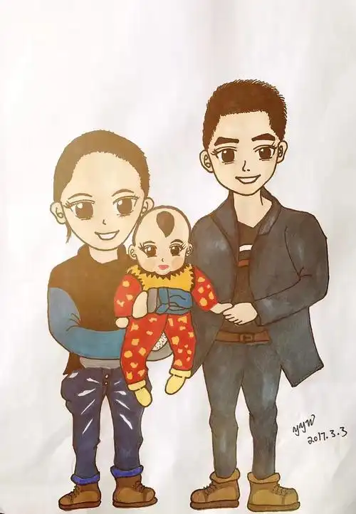 马克笔之一家三口帅气