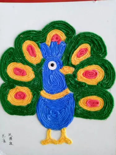 萌宝亲子手工作品展毛线粘贴画