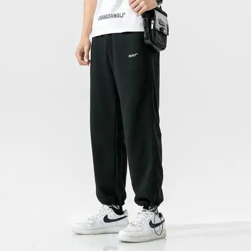 卫裤潮流学生休闲灰色运动裤春秋季宽松直筒束脚九分裤男士子韩版