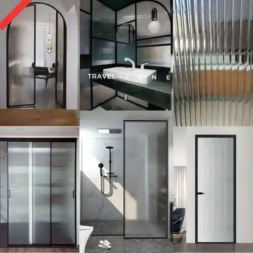 移门卫生间隔断瓦楞波浪压花玄关客厅厨房橱柜门钢化玻璃