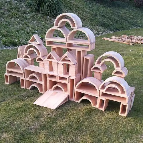 积木儿童特大中空碳化搭建建构区原木大块幼儿园塑料积木