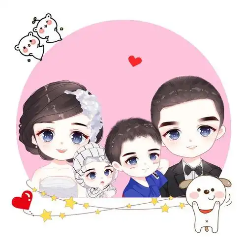 头像也能很好看,一家四口头像合集