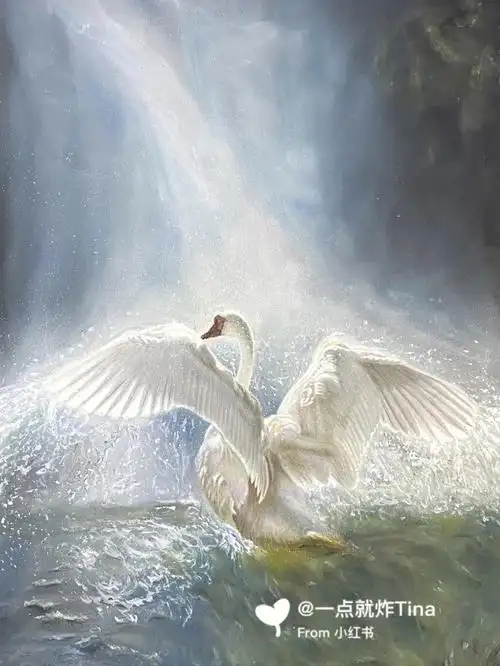 彩铅手绘仙气十足的大天鹅yyds