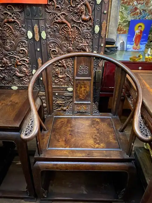 海南黄花梨圈椅三件套