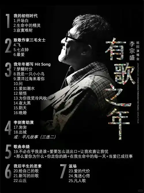 李宗盛《有歌之年》2024年首站深圳相隔半年,李宗盛《有歌之年》巡回