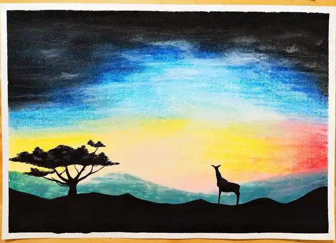 一组关于油画棒的风景画