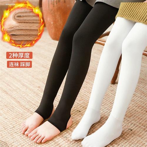 加绒加厚外穿保暖儿童连裤袜中大童校服裙袜春秋冬女童踩脚打底裤