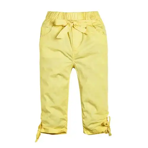 hoo新款童装 女童蝴蝶结七分裤中大童女孩休闲夏季裤子彩色裤