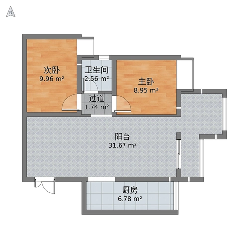 *2室2厅1卫户型图