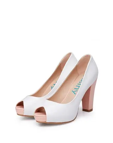 新款白色韩版鱼嘴防水台高跟单鞋