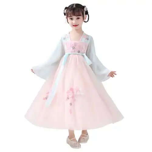 儿童齐腰汉服女童春装中国国风夏装唐装古风儿童演出服