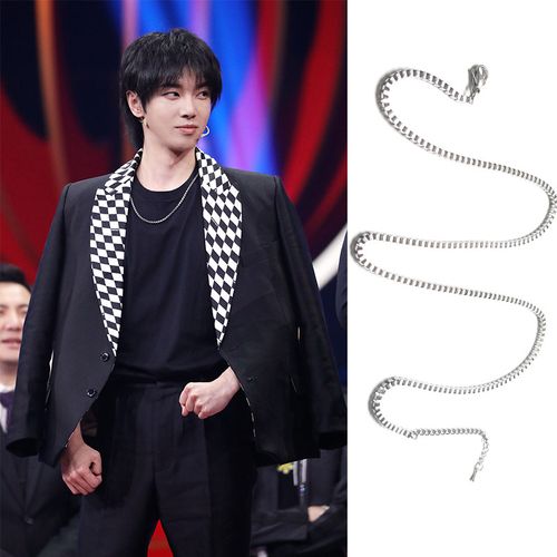 王牌华晨晨宇花花同款环环相扣项链简约百搭盒子项链