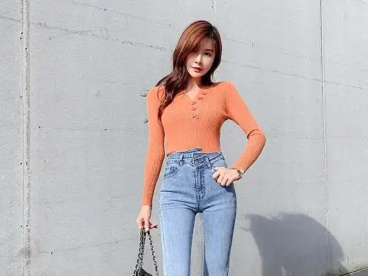 模特玲玲 牛仔裤拍摄 直筒牛仔裤拍摄 阔腿裤子摄影