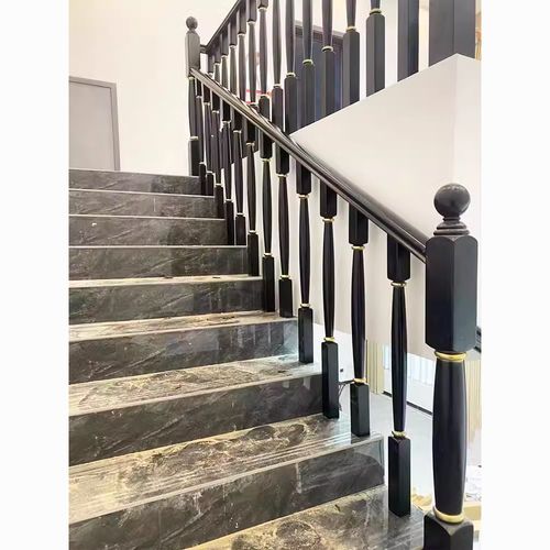 新款黑美人实木楼梯立柱扶手环保油漆进口橡胶木栏杆飘窗家用现代