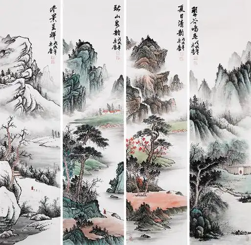 四条屏字画赏析 山水秀丽景色雅致更艺术 - 酷家乐