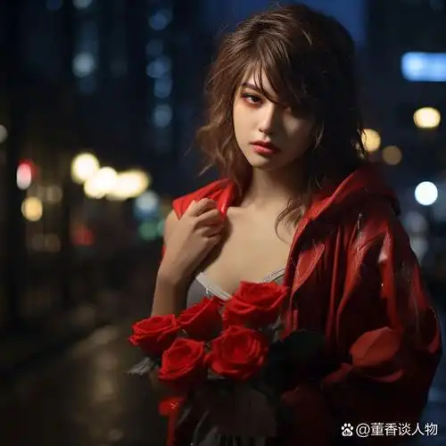 夜景人像,性感红玫瑰美女 自取,头像,美女,夜景