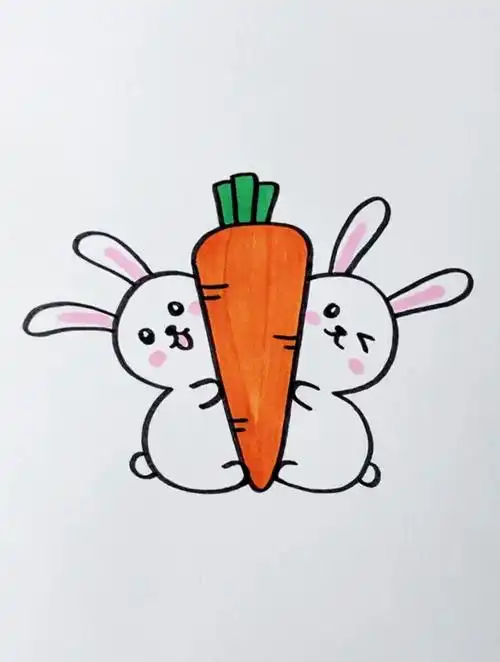 用一个v和两个3画可爱的小白兔,快来一起画吧 儿童简笔画