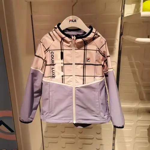 fila斐乐童装正品2022春款女小童休闲加绒梭织连帽外套k11g213704